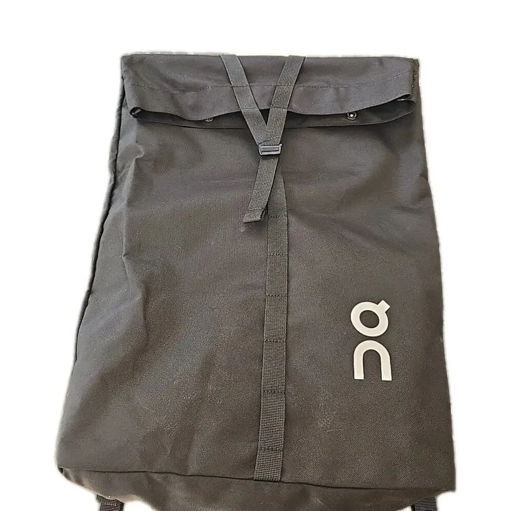 On Cloud Backpack Black Unisex Sports Bag Travel Small Packable Rolltop Design